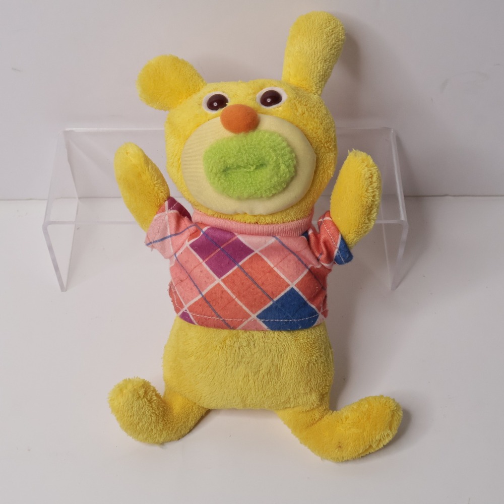 Fisher Price Sing-a-ma-jigs Yellow‎ Bunny Plush Plaid Shirt 2010 Mattel UNTESTED